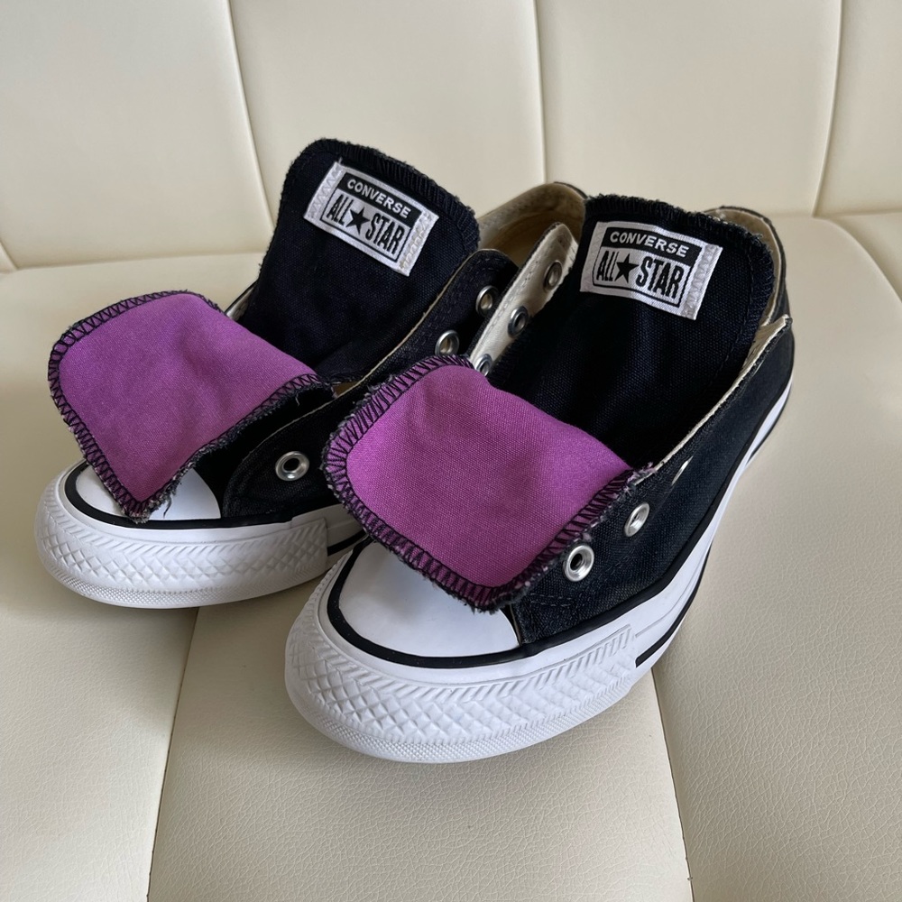 Purple double-tongue converse LIKE NEW✨